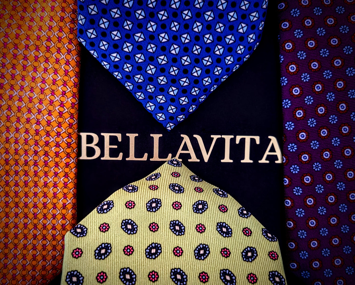 100% Italian Silk Tie - Handmade in Italy - Blue Print 108