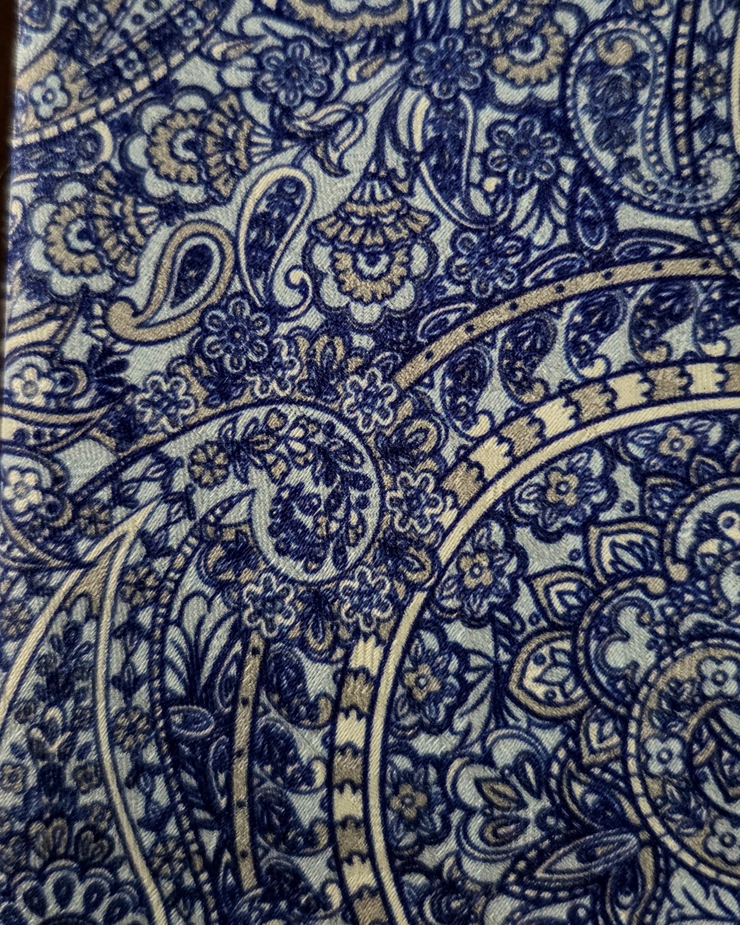 100% Italian Silk Tie - Handmade in Italy - M107 - Paisley - Blue-Grey