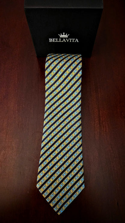 100% Italian Silk Tie - Handmade in Italy - WCHB - Watchband Design - Navy