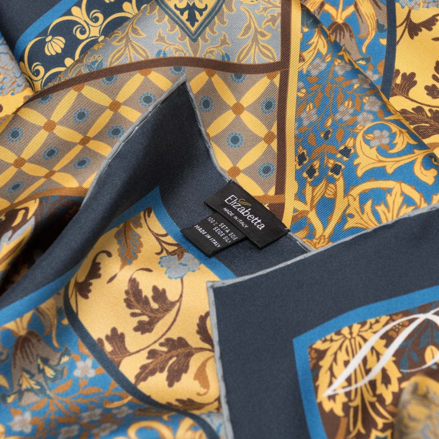 Portici - Silk Pocket Square - Yellow & Blue by Elizabetta