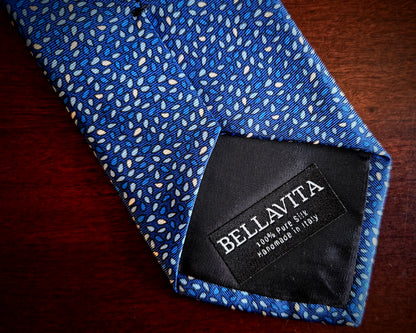 100% Italian Silk Tie - Handmade in Italy -  M111 Print - Forest Green, Burnt Gold, Royal Blue