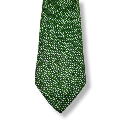 100% Italian Silk Tie - Handmade in Italy -  M111 Print - Forest Green, Burnt Gold, Royal Blue